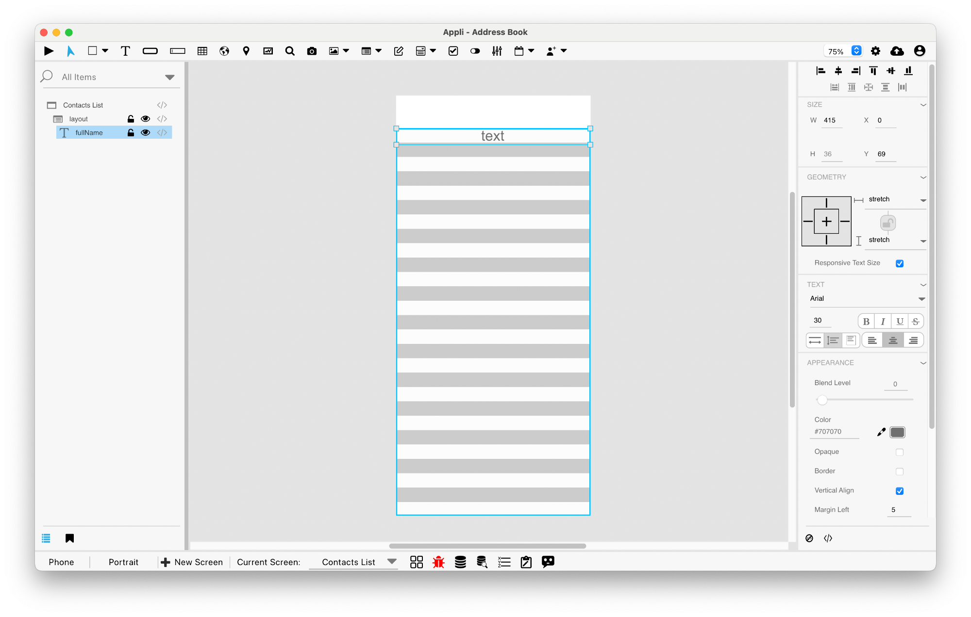 Adding a text element to the layout.