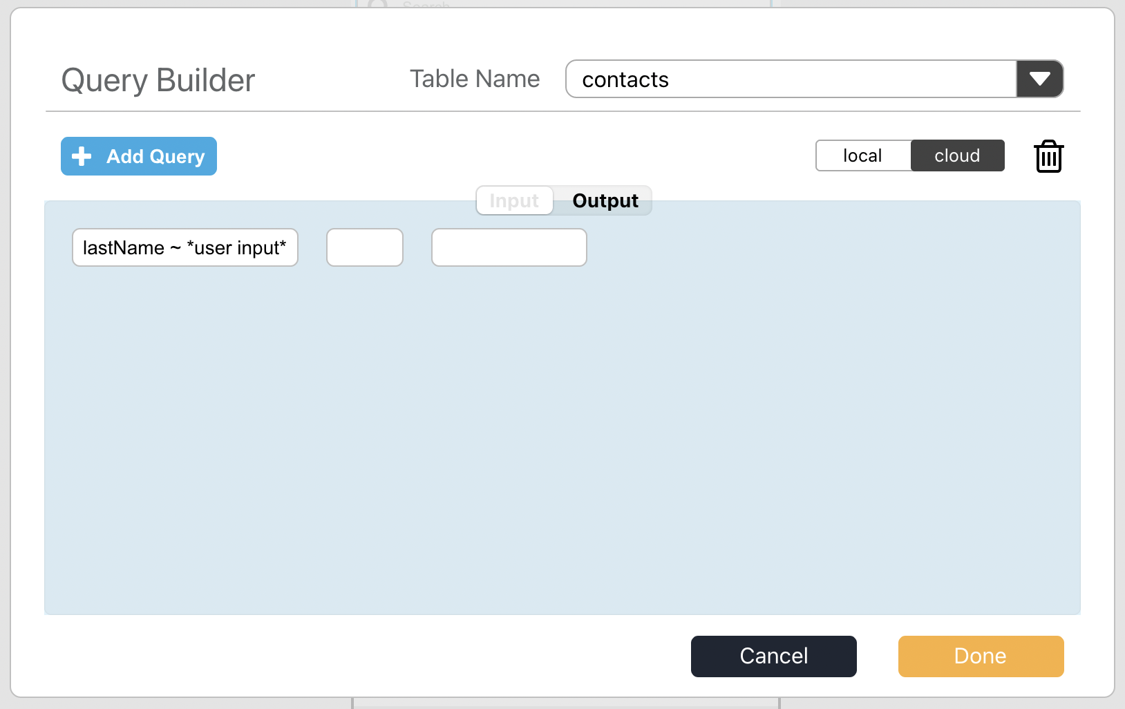 Building a query, opening the controls.