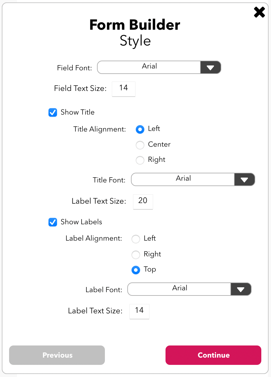 Customising text styles