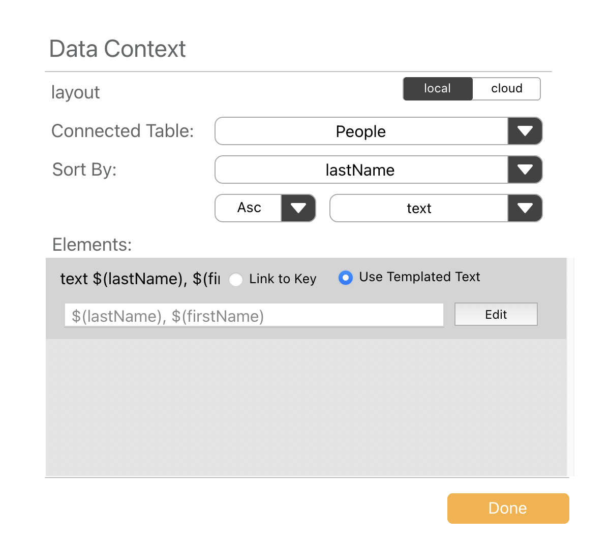 Example of Layout no-code table setup with multiple rows.