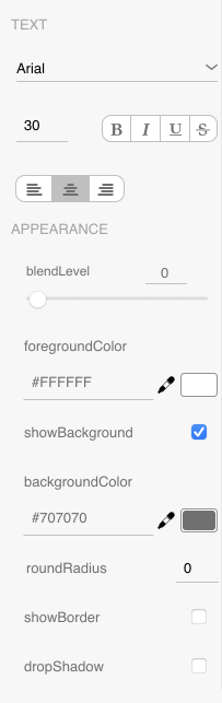 Text and appearance properties