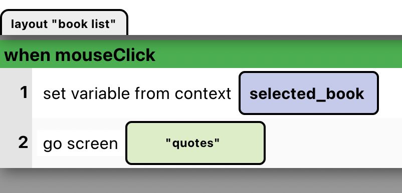 Actions for the layout.